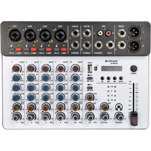 Citronic Q PAD 8 Mixer with USB/BT and audio interface