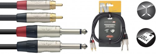 Stagg NTC3PCMR Twin RCA Phono to Twin Jack 3 Metre