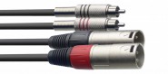 Stagg STC1,5CMXM 1,5M/5FT TWIN CABLE RCA male to XLR male 1.5m (5')