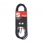 Stagg SYC2 MPSB2PE 2 Metre 3.5mm Jack to Twin 6.35mm Jack