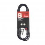 Stagg SYC3 MPSB2PE 3 Metre 3.5mm Jack to Twin 6.35mm Jack